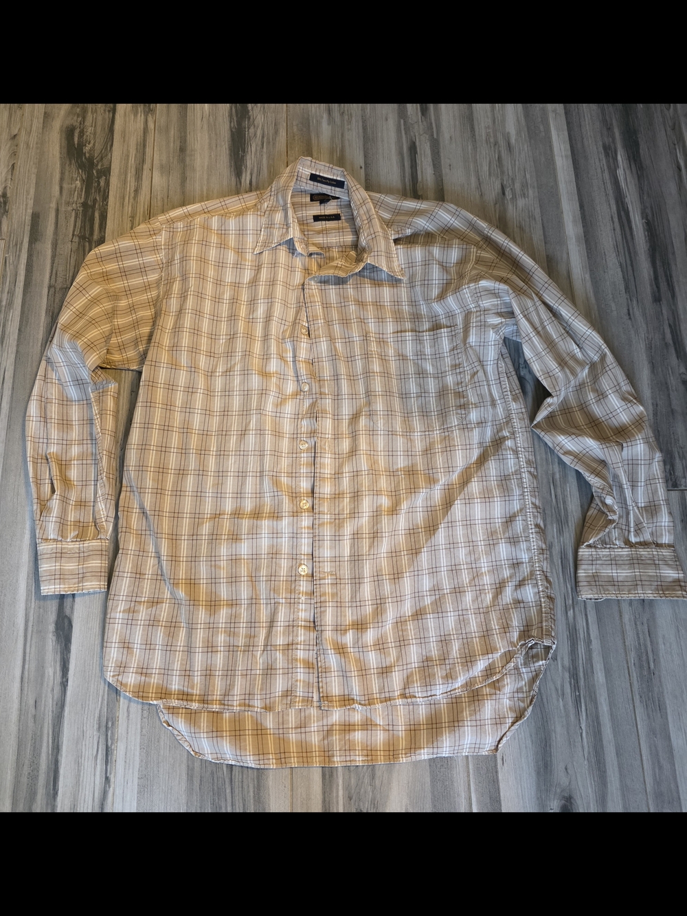 Men's Long-Sleeve COACH Plaid Button-Down Shirt - Beige/Tan